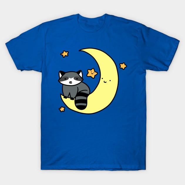 Crescent Moon Raccoon T-Shirt by saradaboru